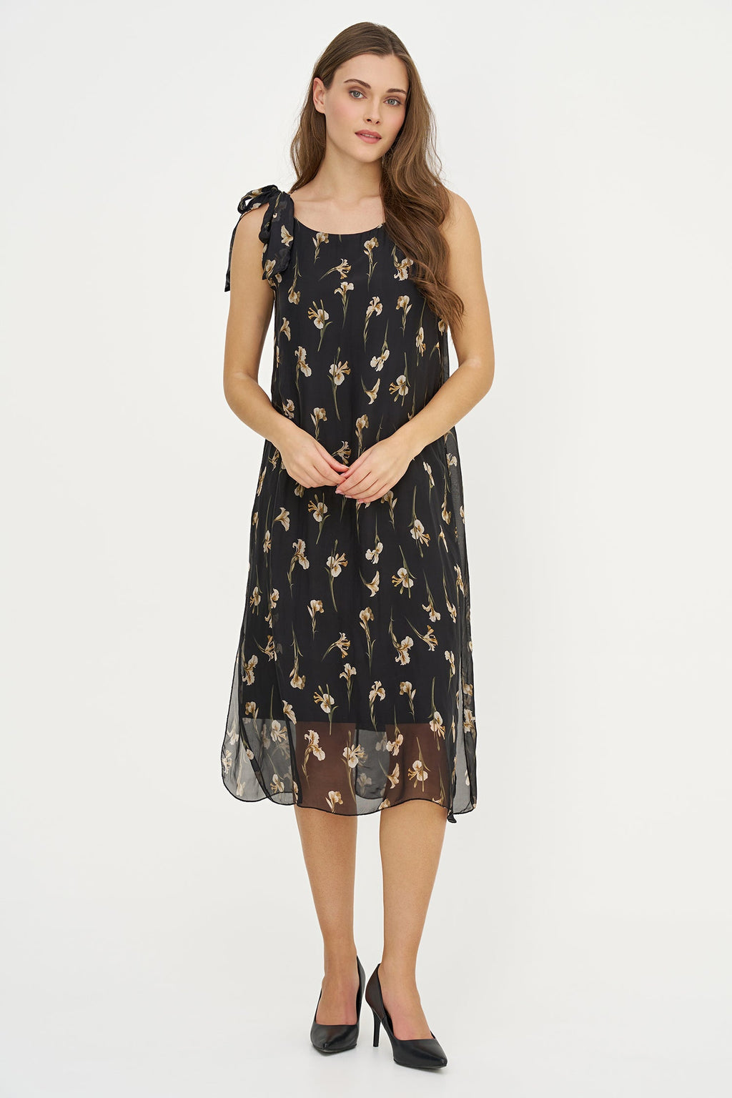 Iris Print Silk/Viscose Dress