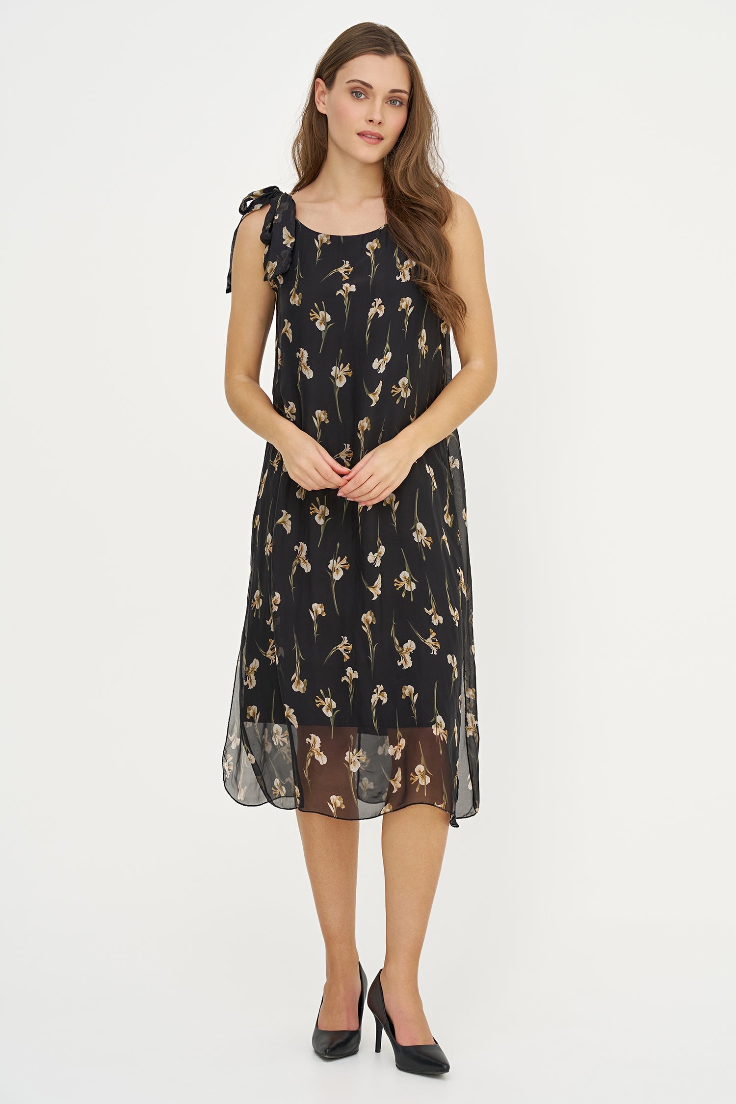 Iris Print Silk/Viscose Dress