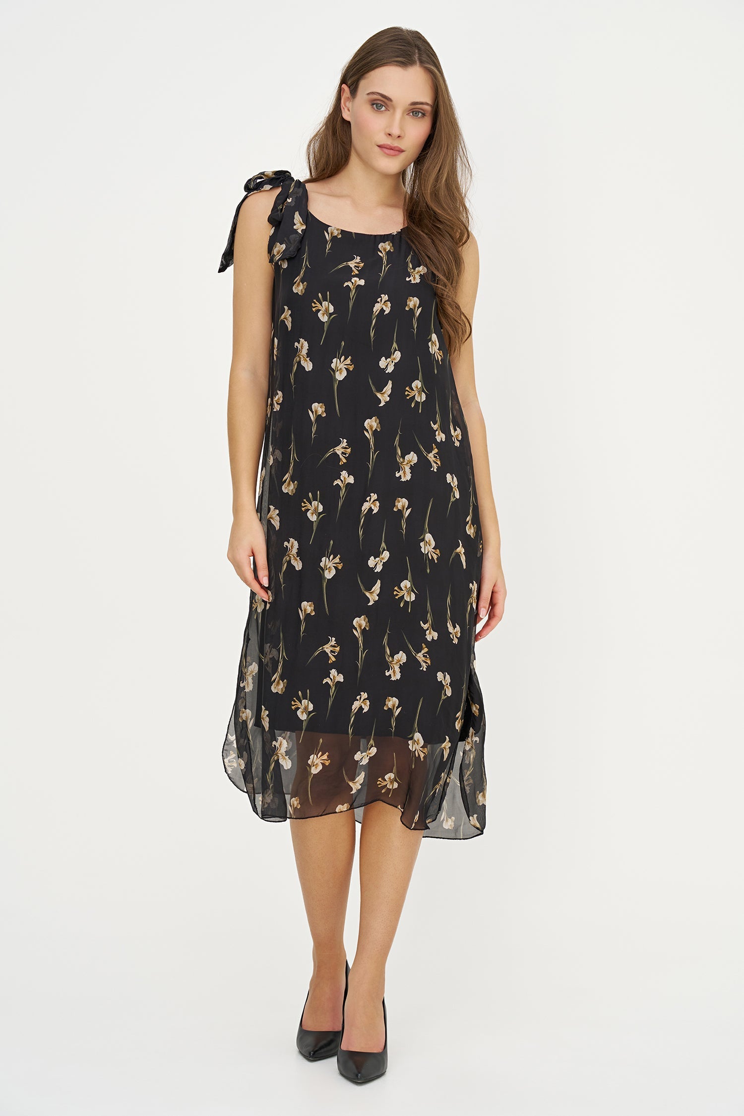 Iris Print Silk/Viscose Dress