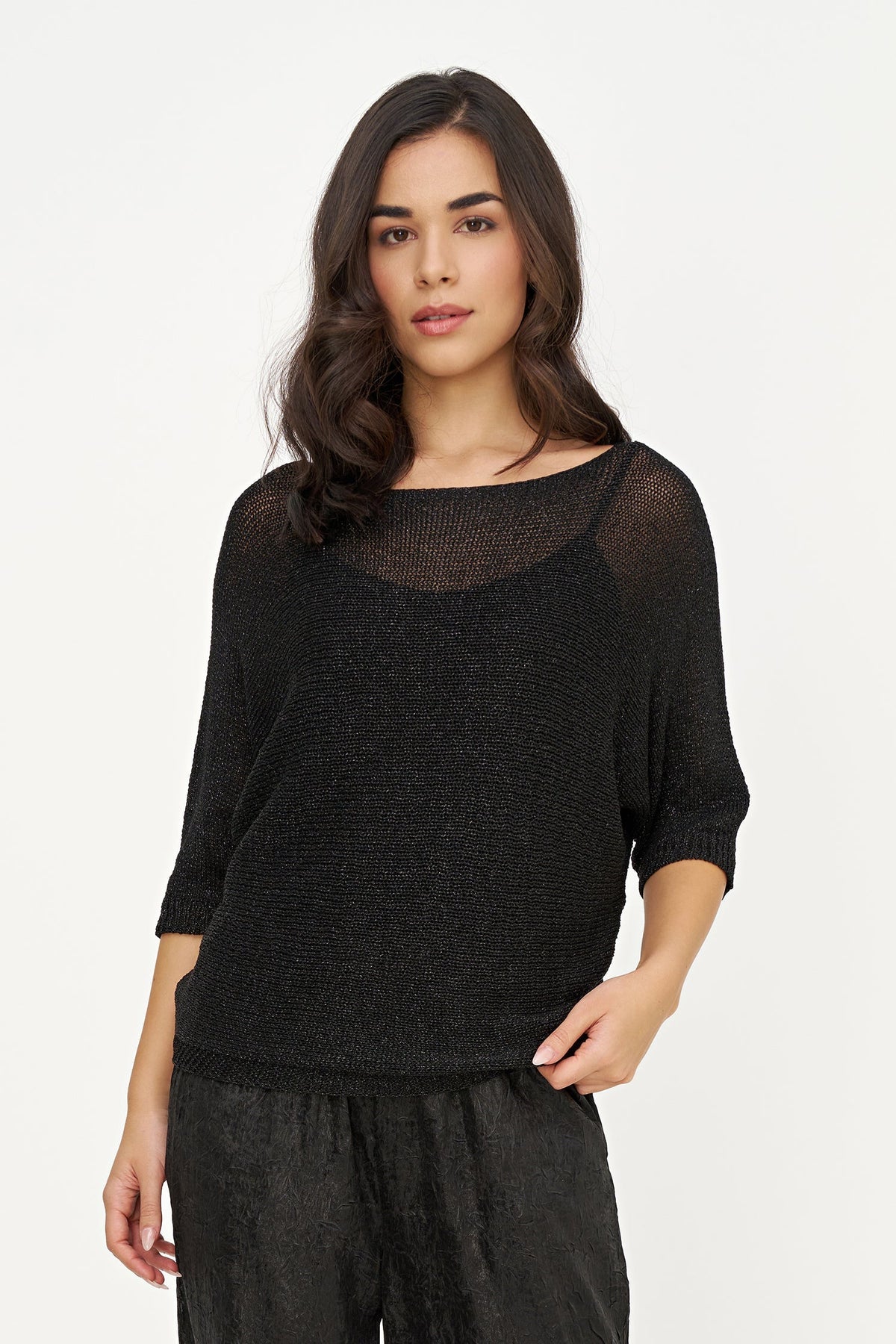 Women's Boat-Neck Sweater with Satin Back Bow