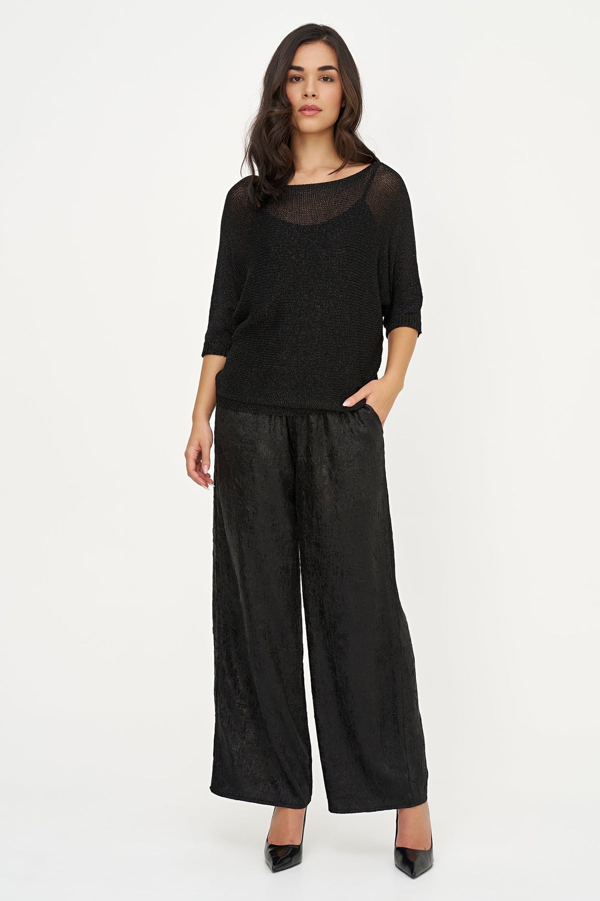 Women's Boat-Neck Sweater with Satin Back Bow