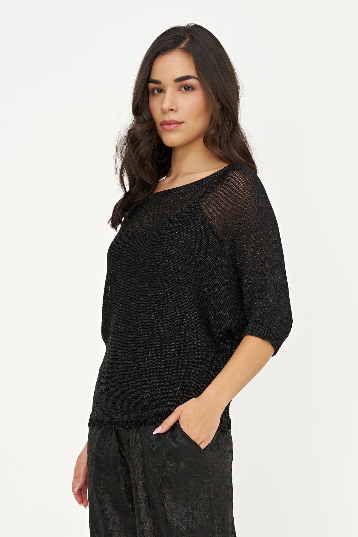 Women's Boat-Neck Sweater with Satin Back Bow